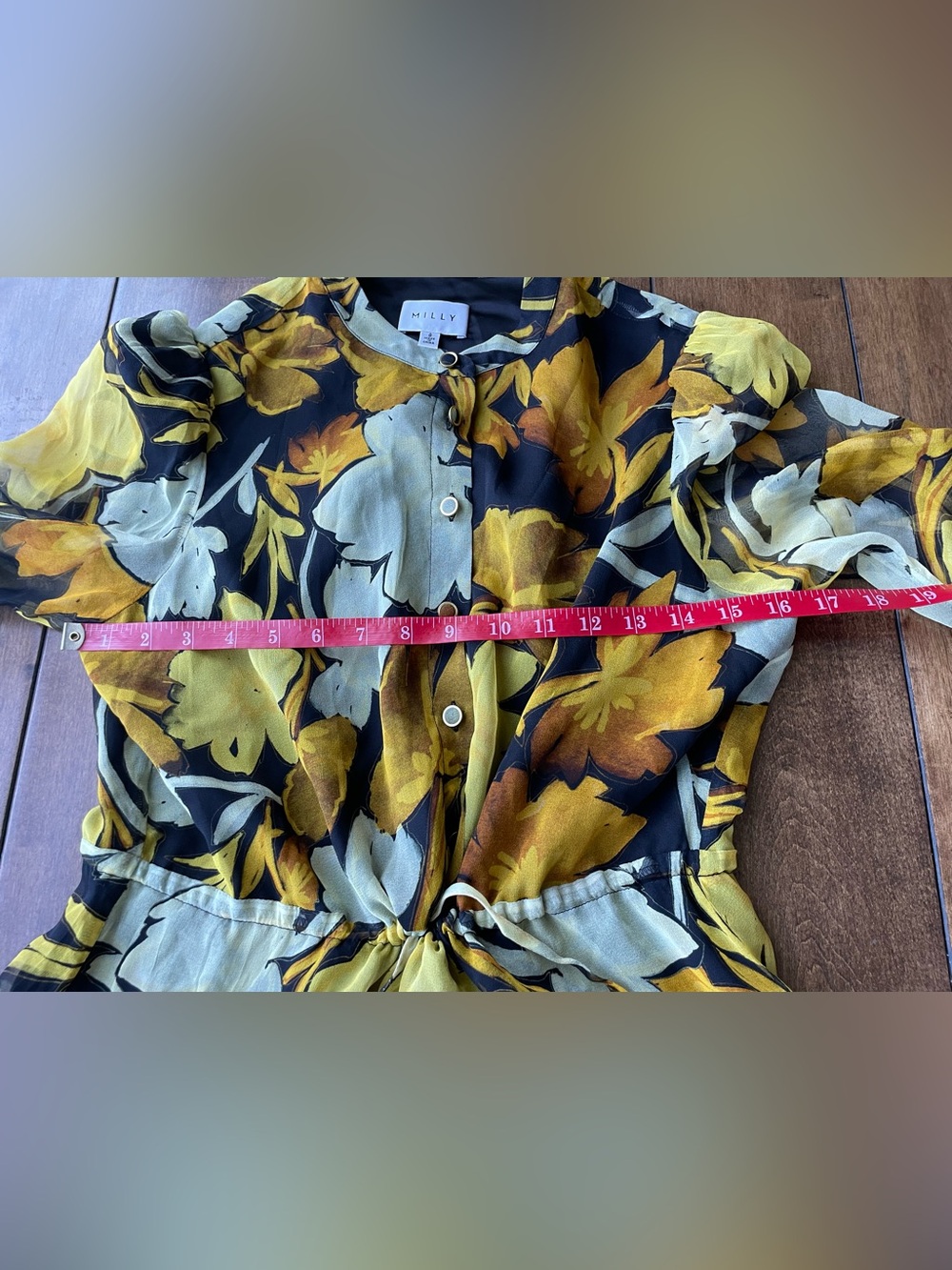 Milly 100% Silk Floral Dress Size 8 - Picture 8 of 9